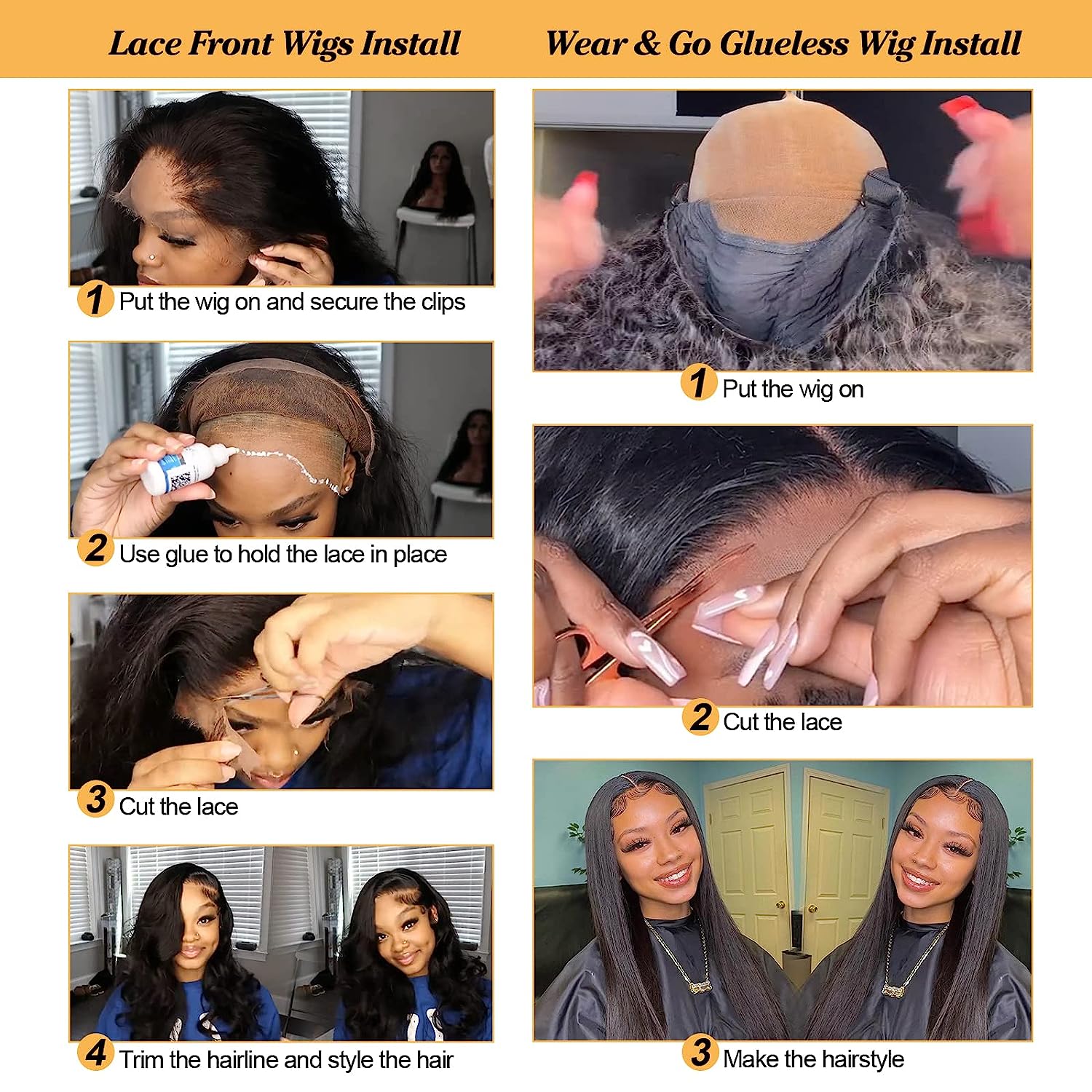 Silky Straight Human Hair HD Lace Wigs 4x4 5x5 6x6 7x7 13x4 13x6 Swiss Lace Bleach Knots Pre Plucked Natural Hairline For Black Women