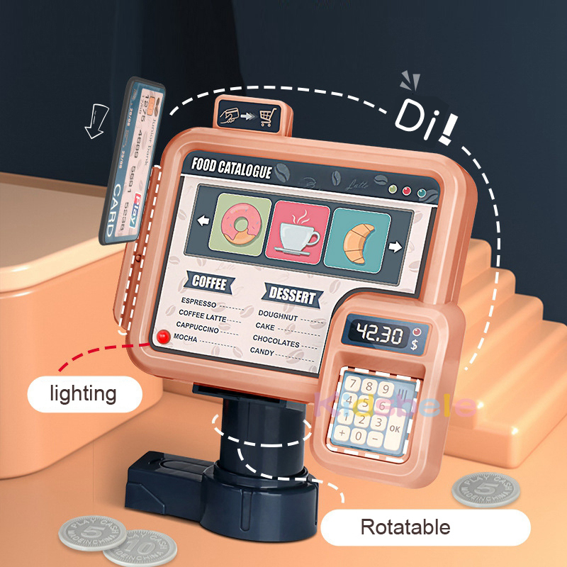 Kitchens Play Food Kids Coffee Machine Toy Set Kitchen Toys Simulation Food Bread Coffee Cake Pretend Play Shopping Cash Register Toys For Children 23