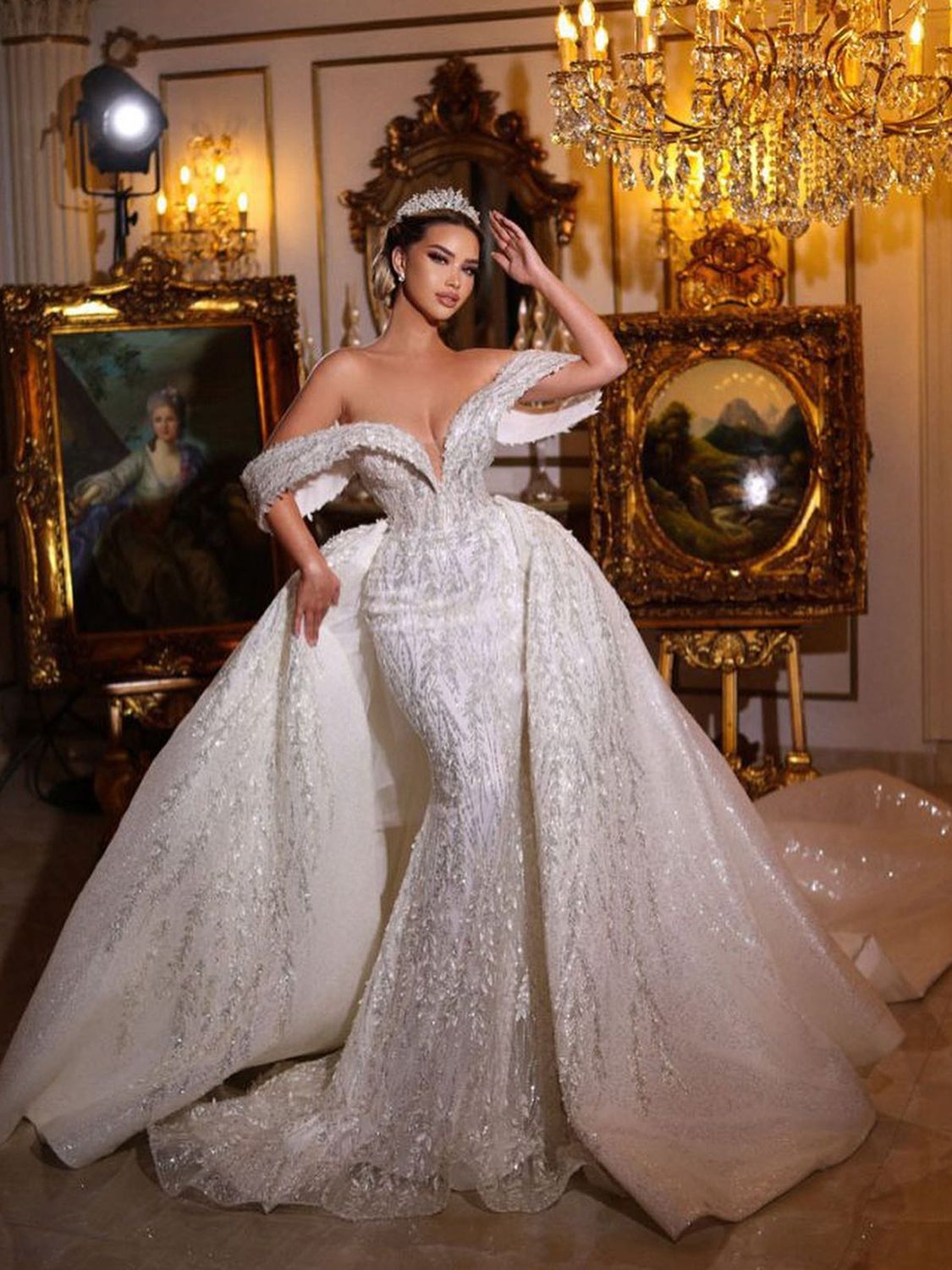 Fashion Mermaid Wedding Dresses 3D Floral Appliques Off Shoulder Short Sleeve Bridal Gowns Cutom Made Vestido de noiva