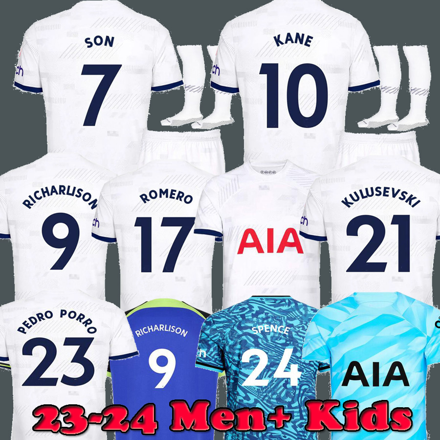 KANE SON Maddison 22 23 24 RICHARLISON Soccer Jersey KULUSEVSKI HOJBJERG SPENCE PERISIC 2023 2024 LUCAS ROMERO Pedro Porro Football kit shirt SPURS Third Men kids set, Kids 23 24 home
KANE SON Maddison 22 23 24 RICHARLISON Soccer Jersey KULUSEVSKI HOJBJERG SPENCE PERISIC 2023 2024 LUCAS ROMERO Pedro Porro Football kit shirt SPURS Third Men kids set, Kids 23 24 home