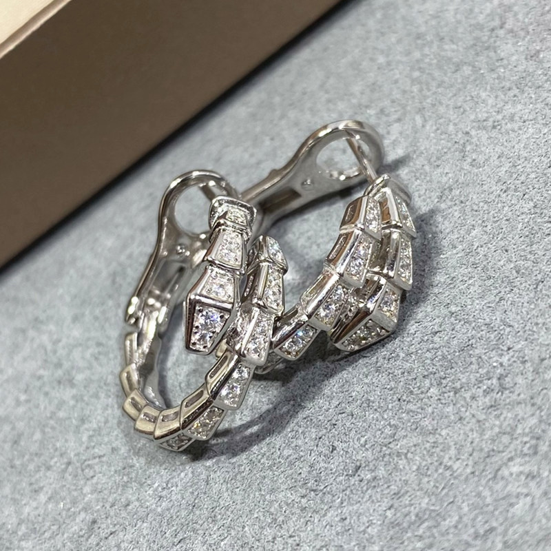 Sterling Sier Inlaid Zircon Snake Bone Earrings Women's High-end Temperament Fashion Brand Jewelry Party Gift