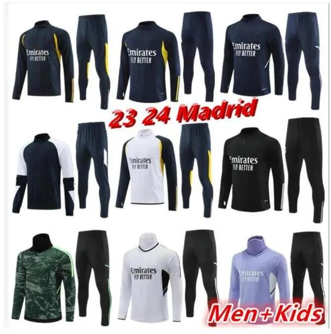 

2023 2024 Real Madrid soccer tracksuit 23 24 Half pulled Long Sleeves football training suit jogging kits Men kids jacket chandal futbol survetement