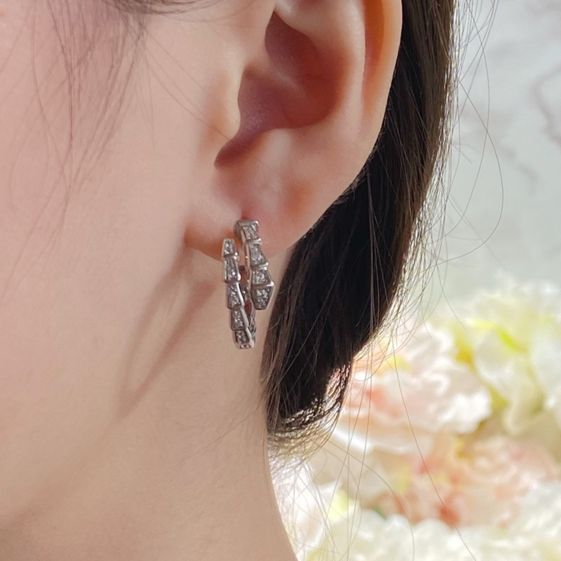 Sterling Sier Inlaid Zircon Snake Bone Earrings Women's High-end Temperament Fashion Brand Jewelry Party Gift