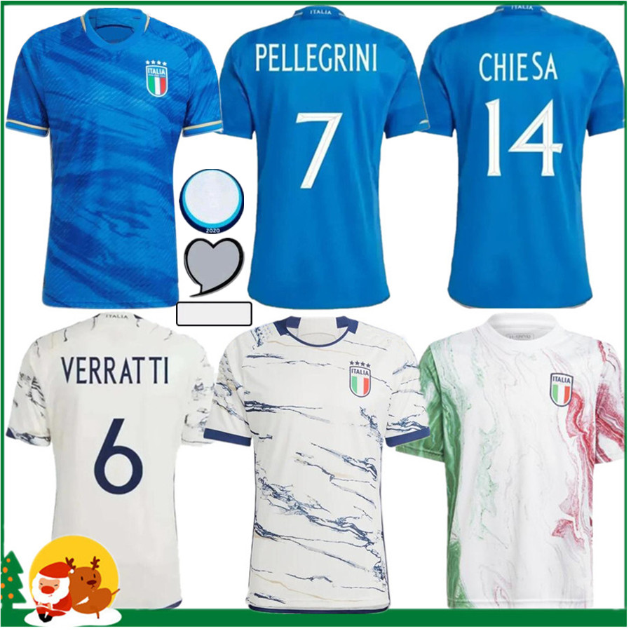 

2023 ITALYS Soccer Jerseys RASPADORI CHIESA SCAMACCA JORGINHO VERRATTI BARELLA BONUCCI ZANIOLO BASTONI national Italian football shirt Men / kids kit, 2021 away