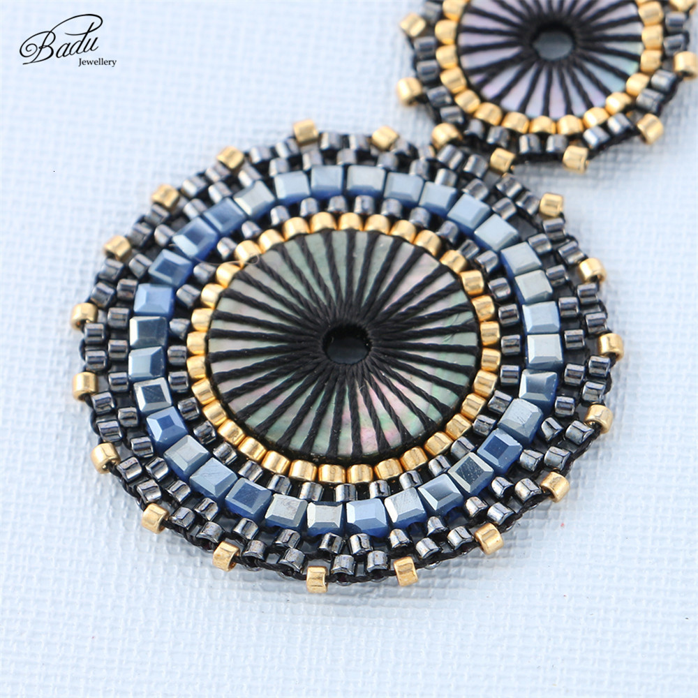 Dangle Chandelier Badu Women Vintage Earring Double Round Japanese Seed Beads Crochet Dangle Earrings Christmas Jewelry Gift Wholesale 230617