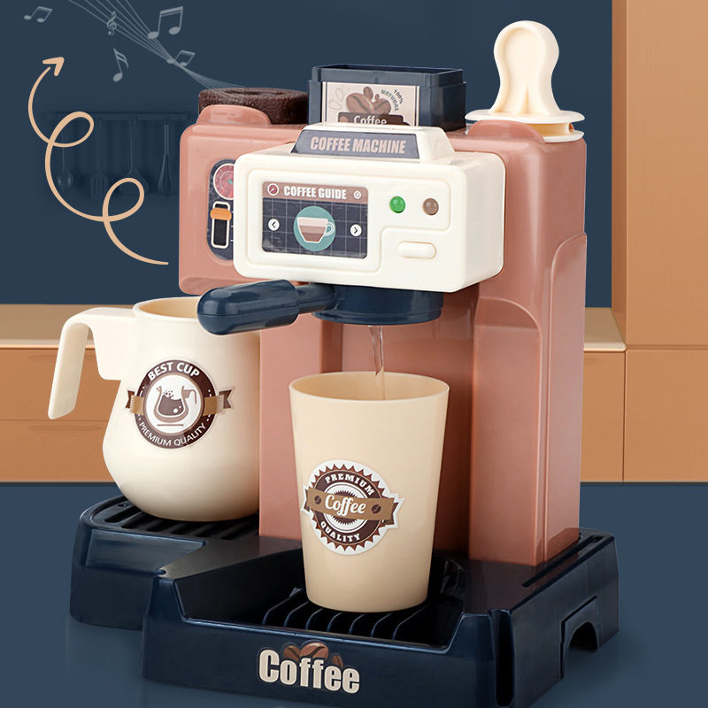 Kitchens Play Food Kids Coffee Machine Toy Set Kitchen Toys Simulation Food Bread Coffee Cake Pretend Play Shopping Cash Register Toys For Children 23