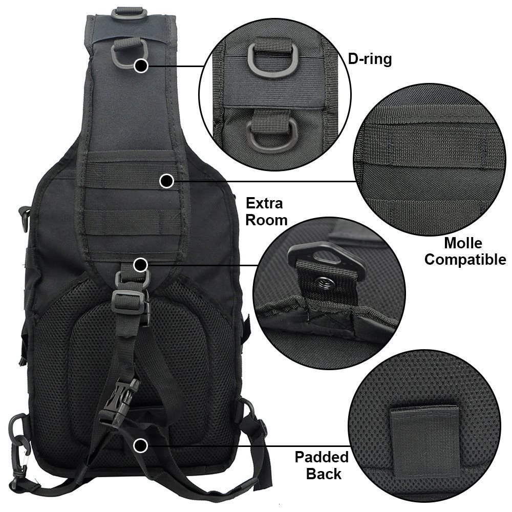 Outdoor Bags Mens Tactical Shoulder Bag Molle Camouflage Sling Army Military Hiking Camping Pack Assault Fishing Hunting Backpack 230617