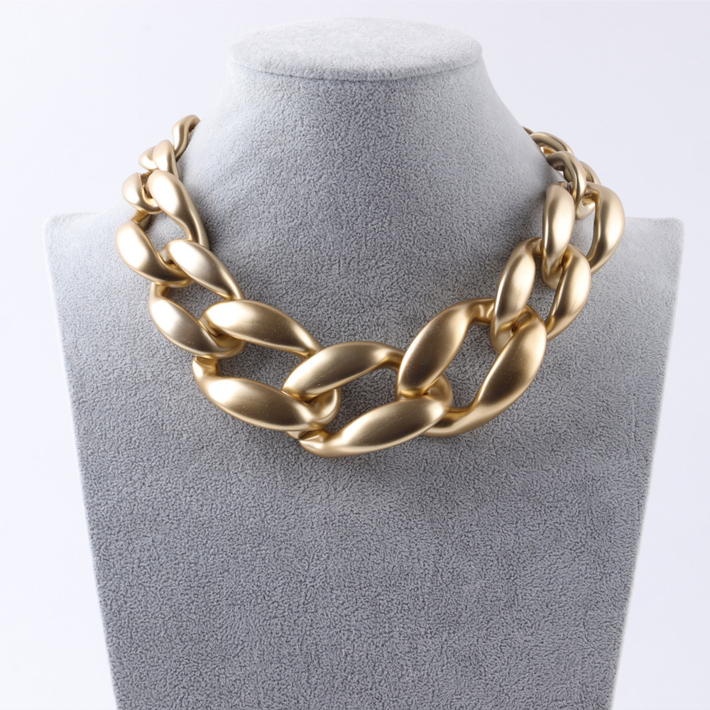 Pendant Necklaces FishSheep Statement Matte Gold Color Acrylic Big Chain Choker Necklace for Women Vintage Resin Chunky Pendant Collar Jewelry 230617