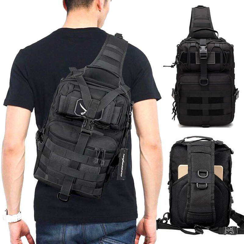 Outdoor Bags Mens Tactical Shoulder Bag Molle Camouflage Sling Army Military Hiking Camping Pack Assault Fishing Hunting Backpack 230617