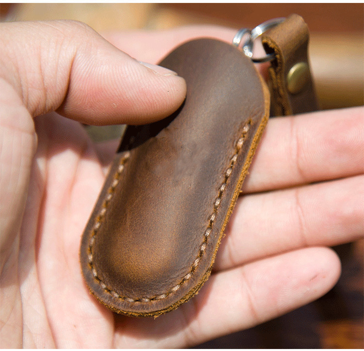 Climbing Ropes Hand-stitched Cowhide Leather Sleeve Knife Case Holster For Army Folding Tool Scabbard 58/84/91mm Password Wigo Slow Production 230617