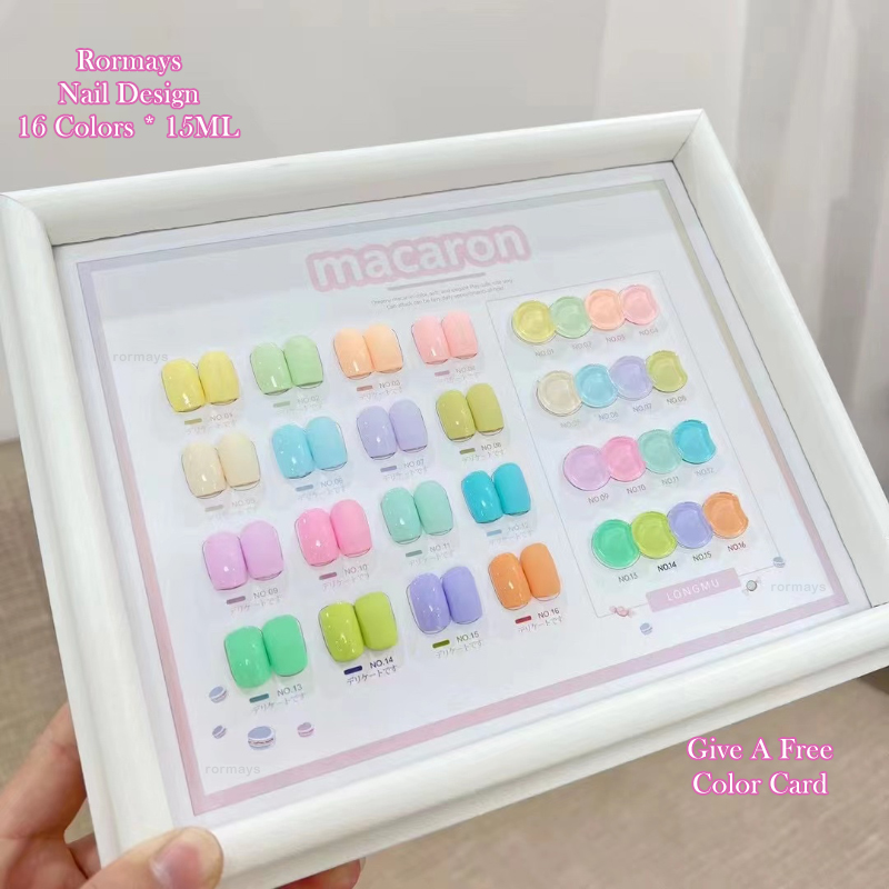 Rormays 16 Color Gel Nail Polish Set 15ML New Fashion Macaron Candy Color Popular Color Semi Permanent Varnish Gel UV LED Immersion Nail Salon Exclusi