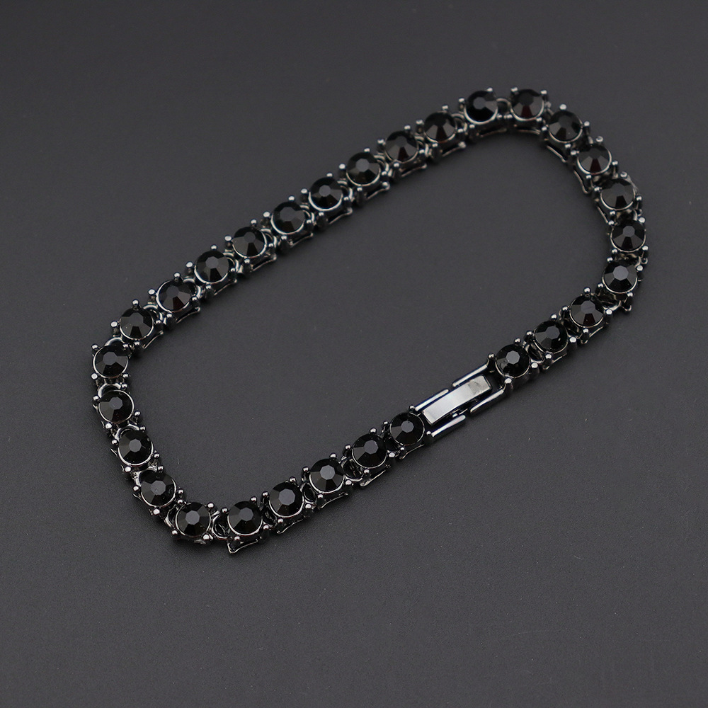 Chic 8-Inch Crystal Pave Tennis Bracelet for Women - Hypoallergenic Simulated Diamonds, Hip Hop Fashion Accessory