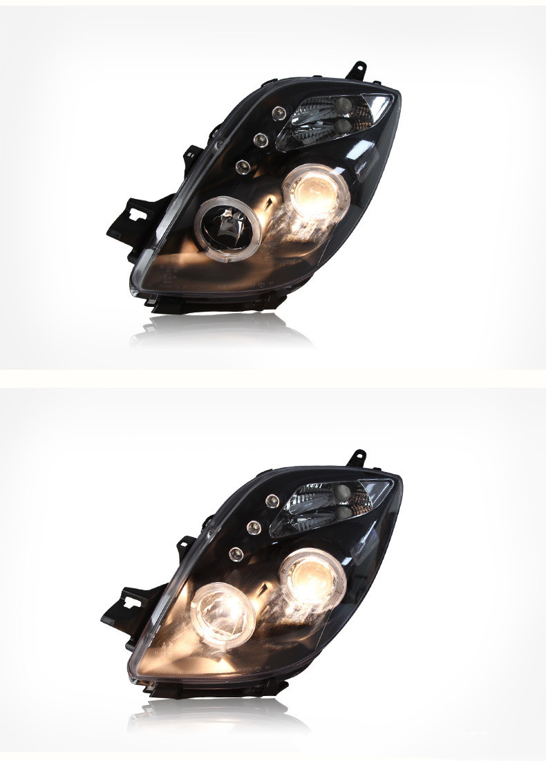 Car Headlight Assembly For Toyota Yaris 2008-20 12 LED Daytime Light Angel Eye Lens Xenon Headlights