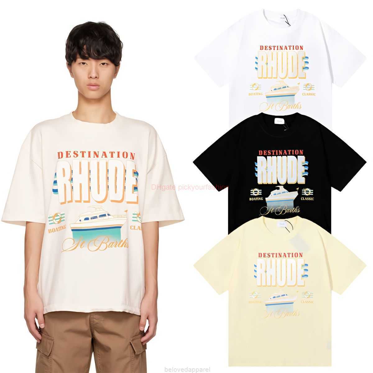 Designer Fashion Clothing Tees Tshirt Rhude Destination Yacht Printed Pure Cotton Short Sleeve Summer Loose Casual Boys Girls Tshirt Cotton Streetwear Tops Casual, White
Designer Fashion Clothing Tees Tshirt Rhude Destination Yacht Printed Pure Cotton Short Sleeve Summer Loose Casual Boys Girls Tshirt Cotton Streetwear Tops Casual, White