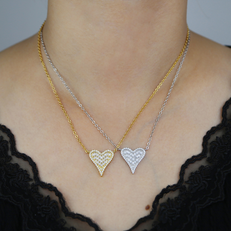 Bling design Heart pendant Necklace Charm Cubic Zircon Paved hip hop for Women Men Jewelry Gift