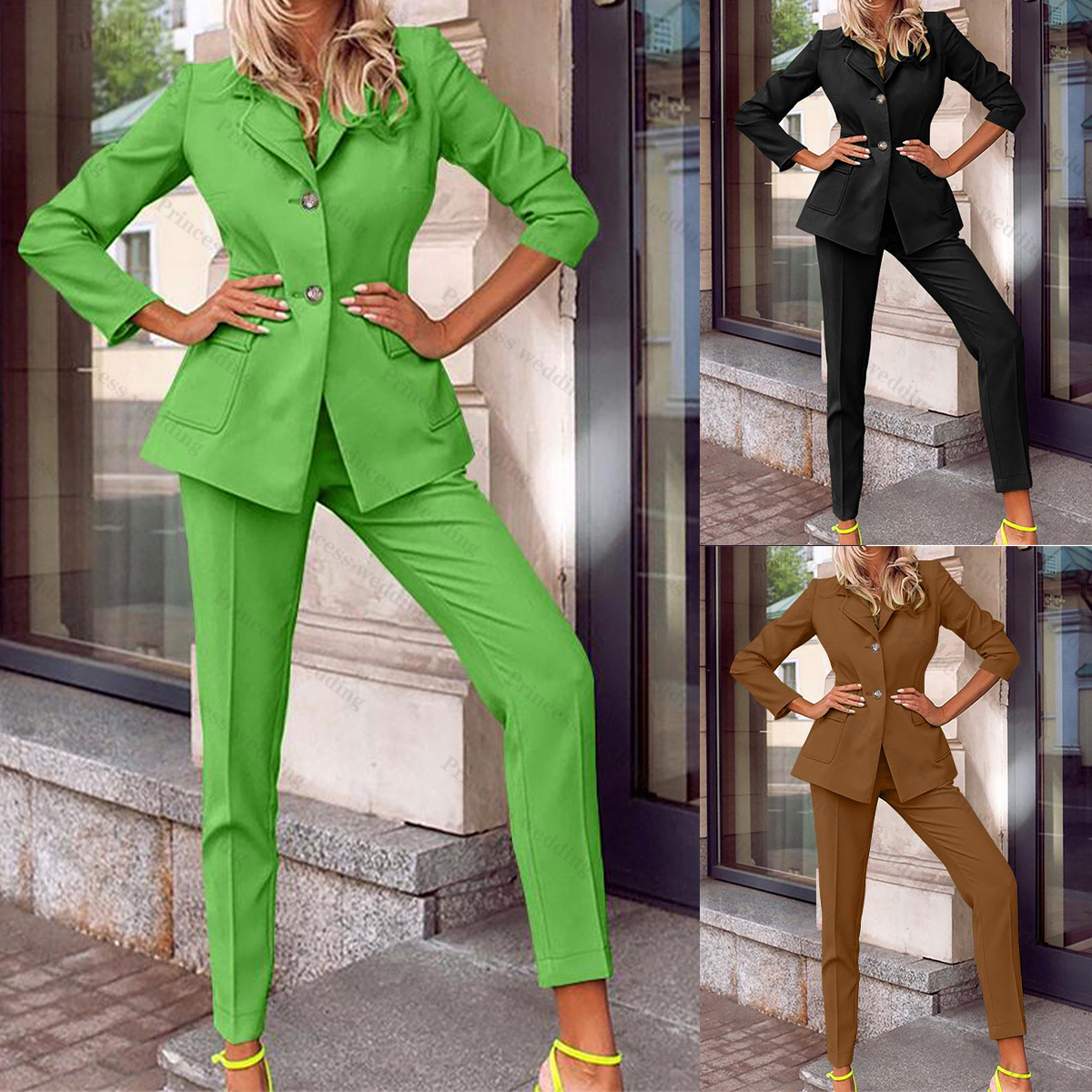 Colorful Mother Of The Bride Pants Suits 2 Pieces Slim Fit Office Lady Blazer Sets Female High Waist Guest Wear