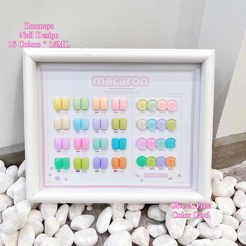 Rormays 16 Color Gel Nail Polish Set 15ML New Fashion Macaron Candy Color Popular Color Semi Permanent Varnish Gel UV LED Immersion Nail Salon Exclusi