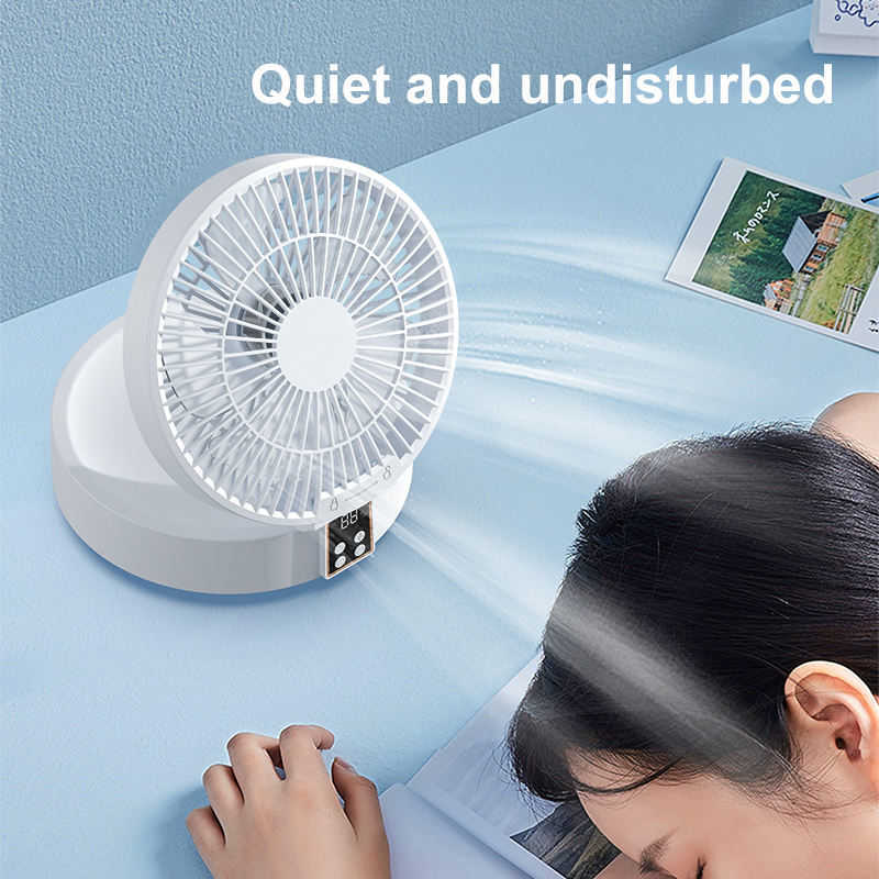 Electric Fans New Electric with night light 4000mAh Rechargeable Wireless Rotation quiet summer Desktop R230616