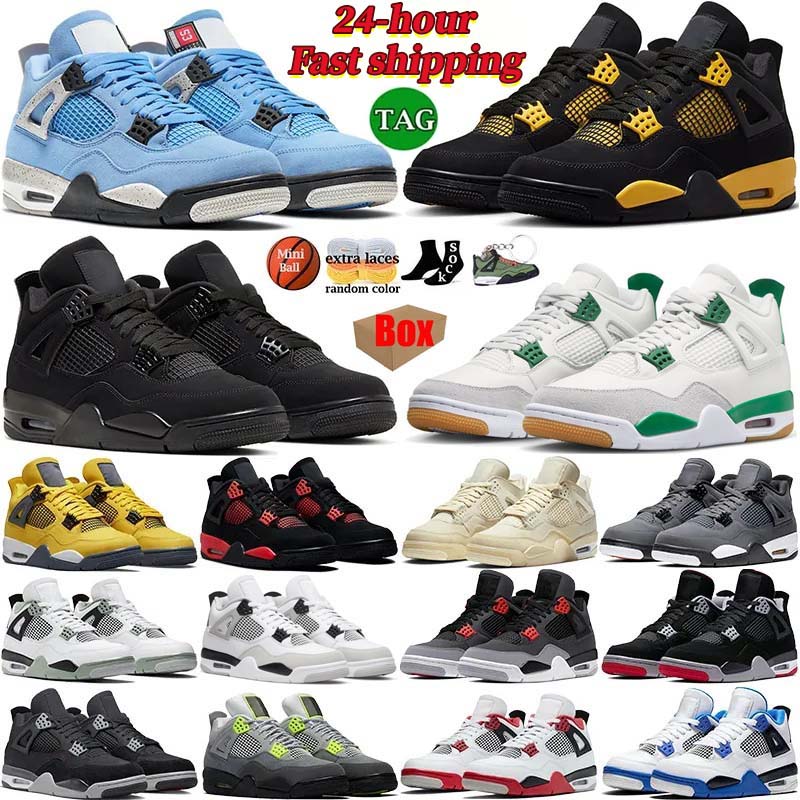 

With box jumpman 4 4s Basketball Shoes for Men Women OG Red Thunder Pine Green Military Black Cat White Oreo Sail Seafoam University Blue Bred Mens Womens Sneakers