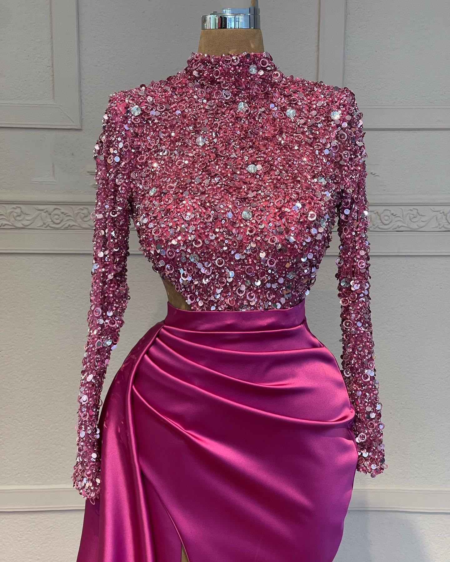 2023 Aso Ebi Fuchsia Mermaid Prom Dress Sequined Lace Evening Formal Party Second Reception Birthday Bridesmaid Engagement Gowns Dresses Robe De Soire