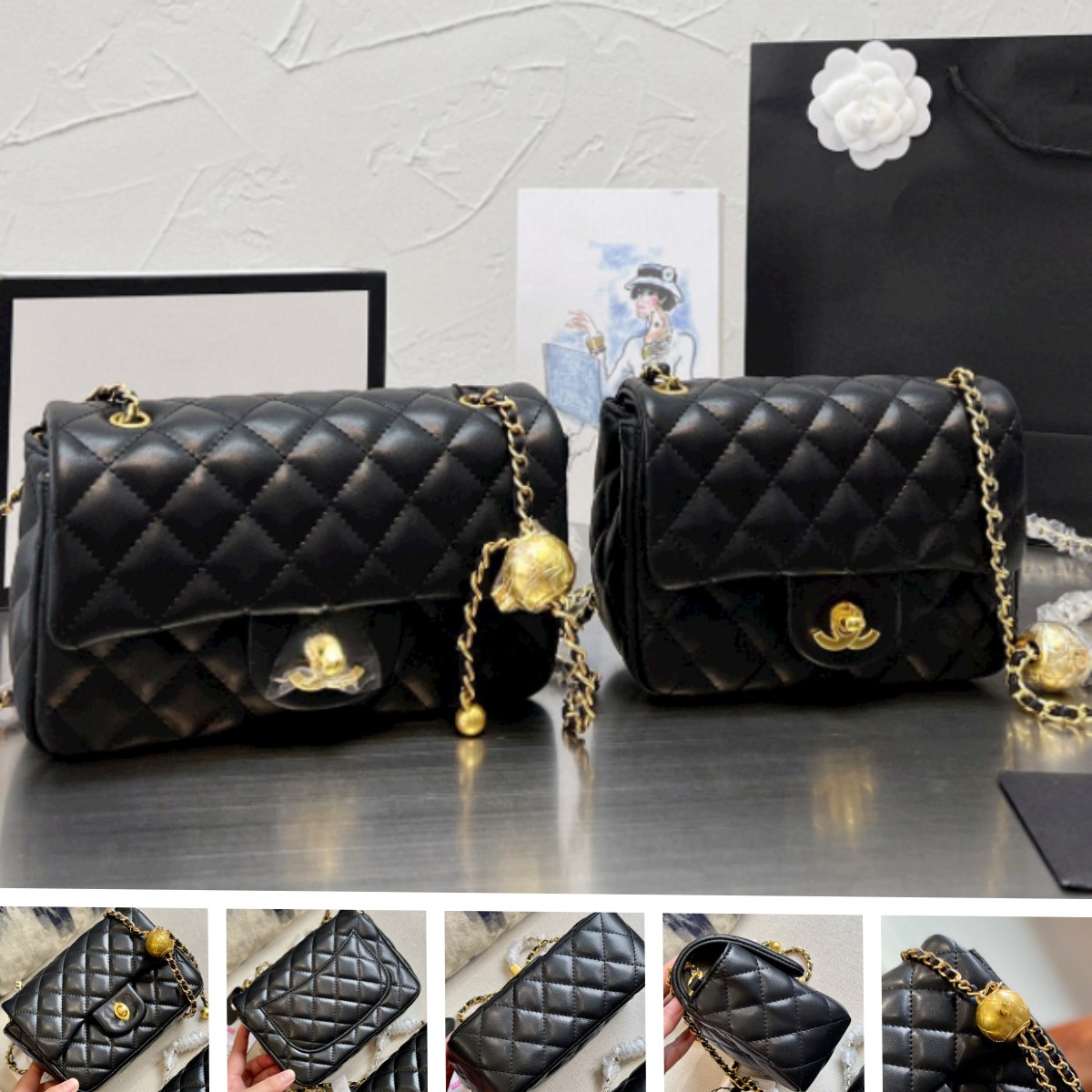 Channel Handbags Crossbody Shoulder Bags Cc Pearl Crush Black Lambskin Gold Hardware Bag Purses Designer Woman Luxurys Sling Bag Classic Flap Bag, Black-leather
Channel Handbags Crossbody Shoulder Bags Cc Pearl Crush Black Lambskin Gold Hardware Bag Purses Designer Woman Luxurys Sling Bag Classic Flap Bag, Black-leather