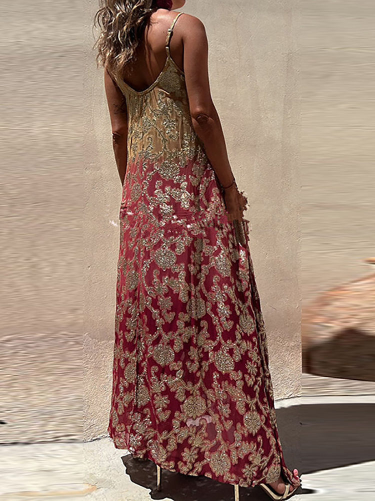 Basic Casual Dresses Spring Summer Patchwork Pockets Bohemian Lady Dress Women V Neck Sleeveless Party Club Chic Print Maxi Vestido 230619