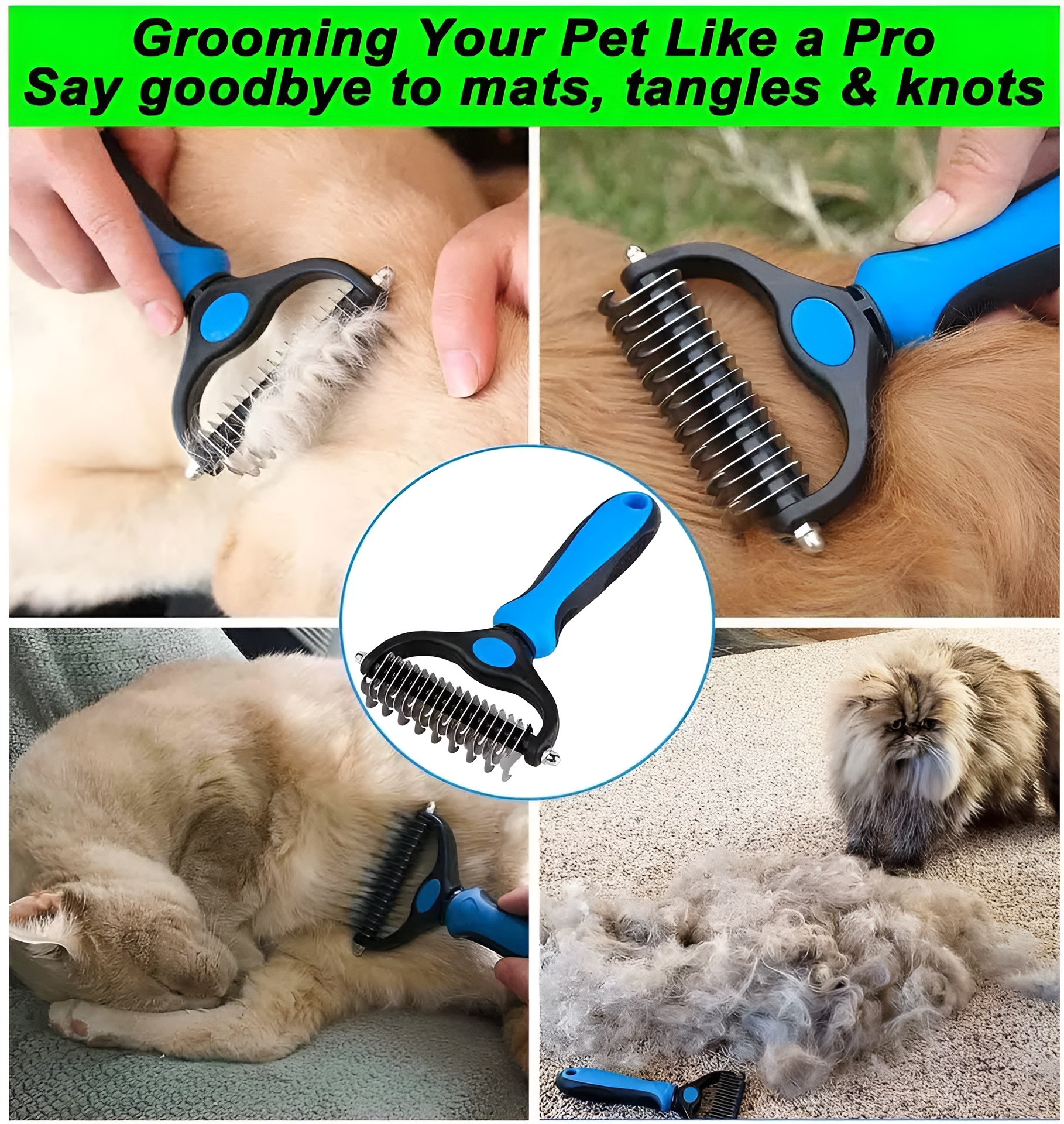 Pets Fur Knot Cutter Dog Grooming Shedding Tools Pet Cat Hair Removal Comb Brush Double sided Pet Products Suppliers