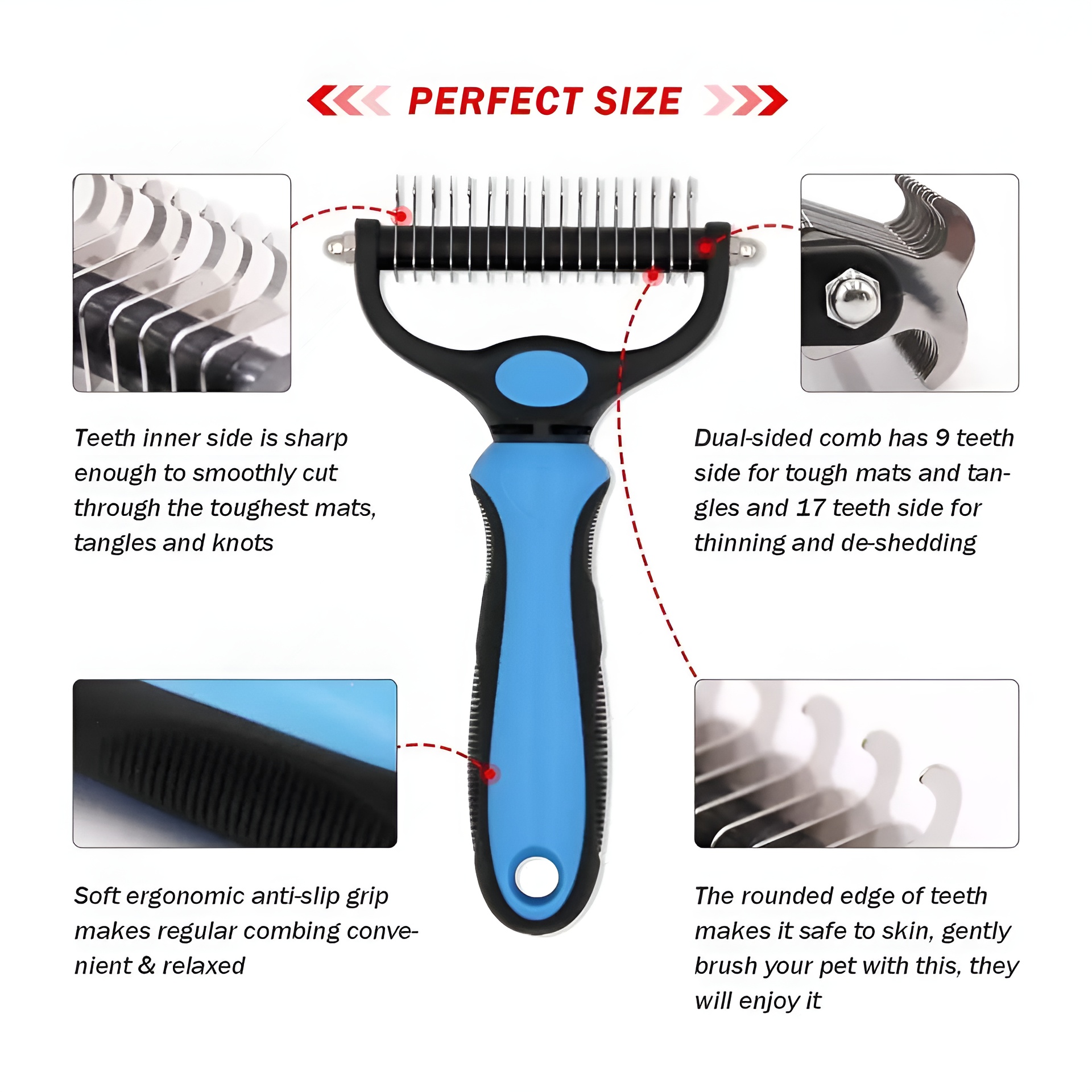 Pets Fur Knot Cutter Dog Grooming Shedding Tools Pet Cat Hair Removal Comb Brush Double sided Pet Products Suppliers