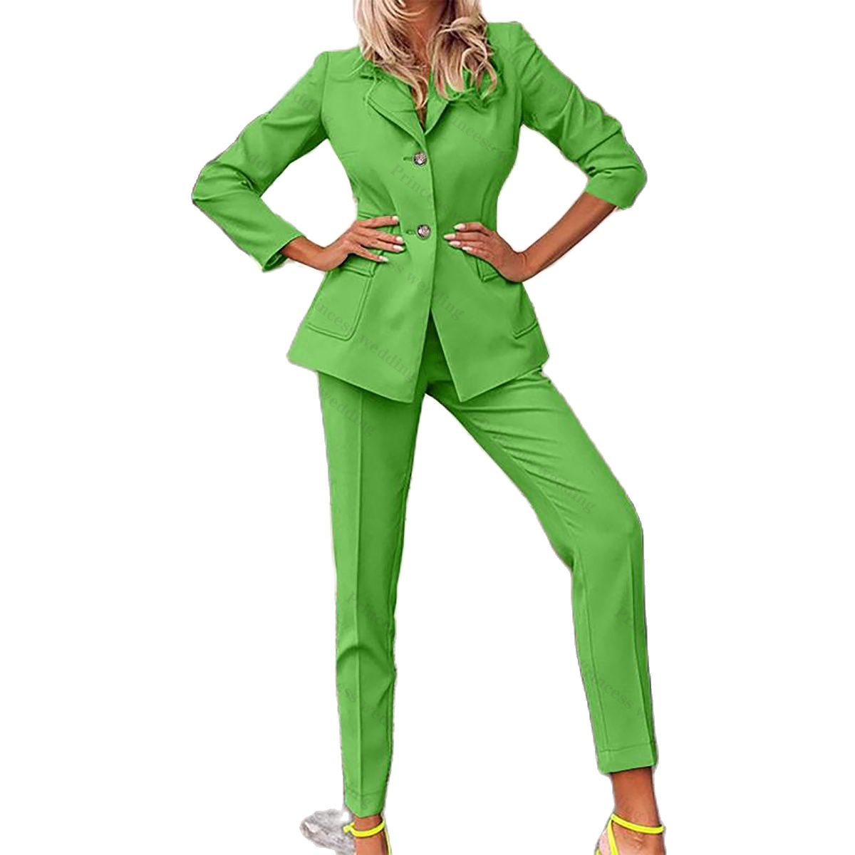 Colorful Mother Of The Bride Pants Suits 2 Pieces Slim Fit Office Lady Blazer Sets Female High Waist Guest Wear
