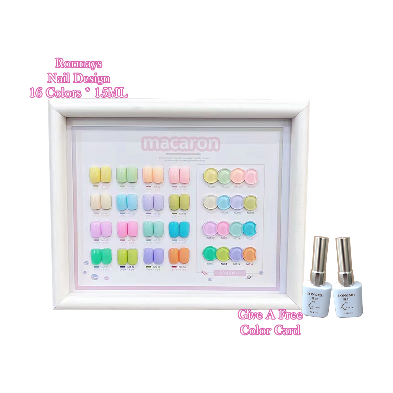 Rormays 16 Color Gel Nail Polish Set 15ML New Fashion Macaron Candy Color Popular Color Semi Permanent Varnish Gel UV LED Immersion Nail Salon Exclusi
