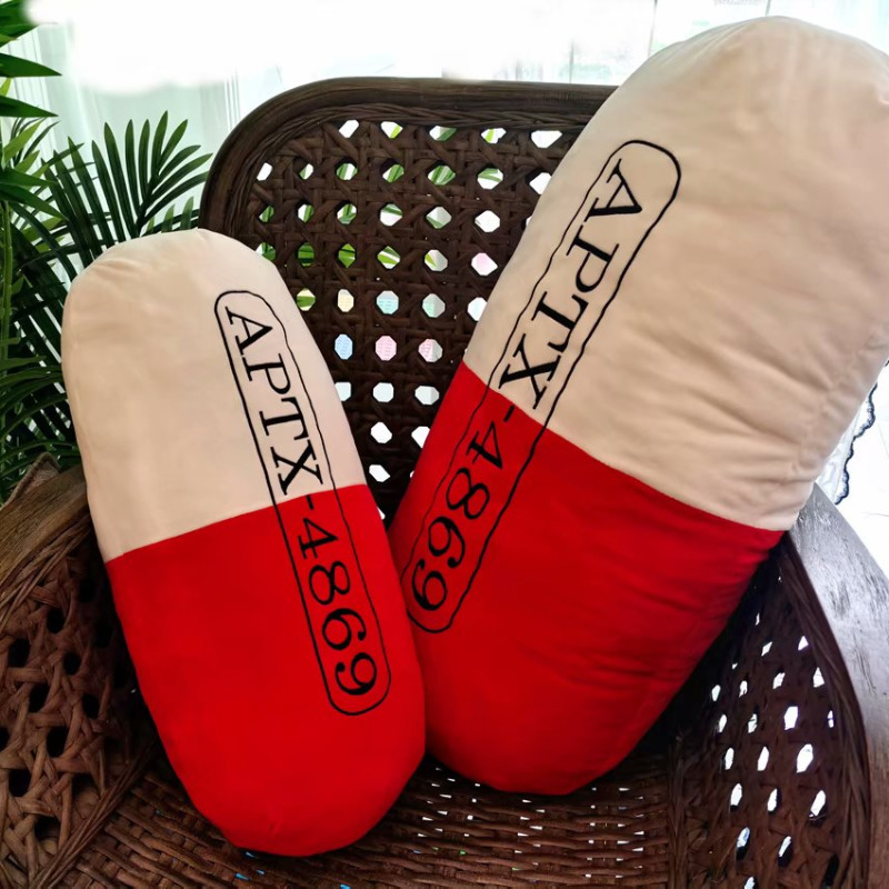 Stuffed Plush Animals Anime Detective Conan APTX-4869 Transformed Plush Pillow Jimei Kudo Transformed Soft Capsule Bay Window Pad Children's Gift