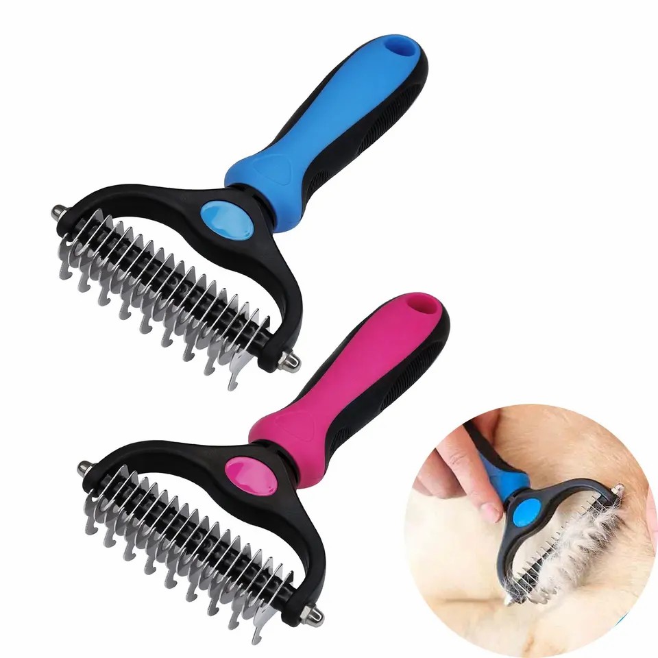 Pets Fur Knot Cutter Dog Grooming Shedding Tools Pet Cat Hair Removal Comb Brush Double sided Pet Products Suppliers