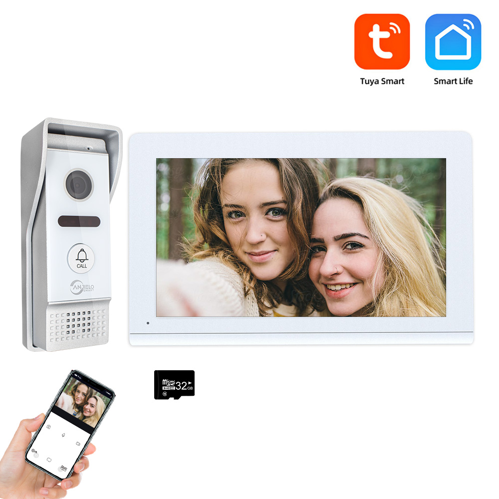 1080p White Wifi Tuya Video Intercom Monitor Video Doorbell Camera Video Intercoms with Motion Detection For Home Apartment