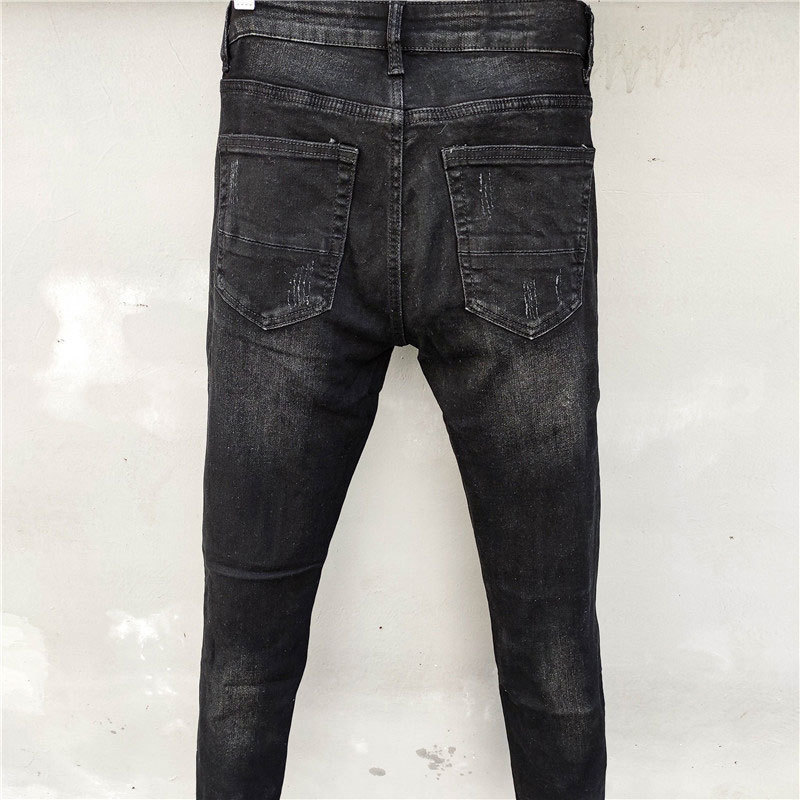 Men's Jeans Black Letter Angel Printing Slim Mens Skinny Streetwear Motorcycle Jean Pants Hip Hop Men Los Hombres 230619