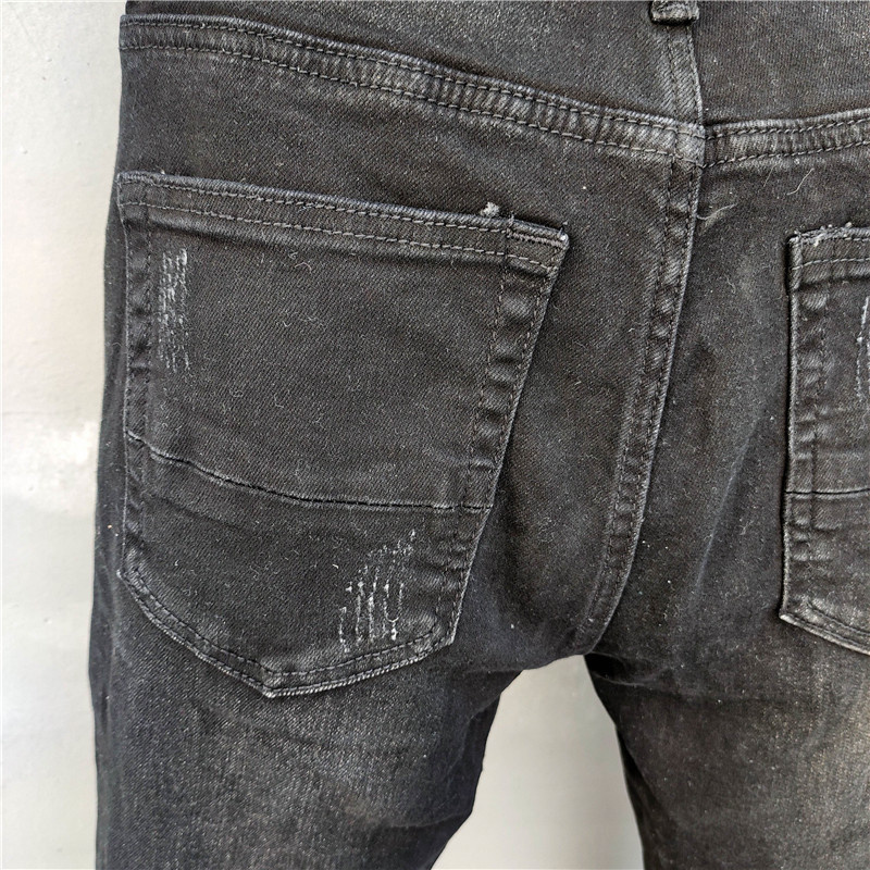 Men's Jeans Black Letter Angel Printing Slim Mens Skinny Streetwear Motorcycle Jean Pants Hip Hop Men Los Hombres 230619