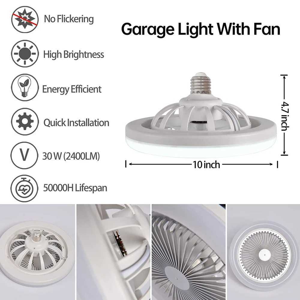 Electric Fans 30W Ceiling with Lighting Lamp Converter Base with Remote Control for Bedroom Living Home R230616