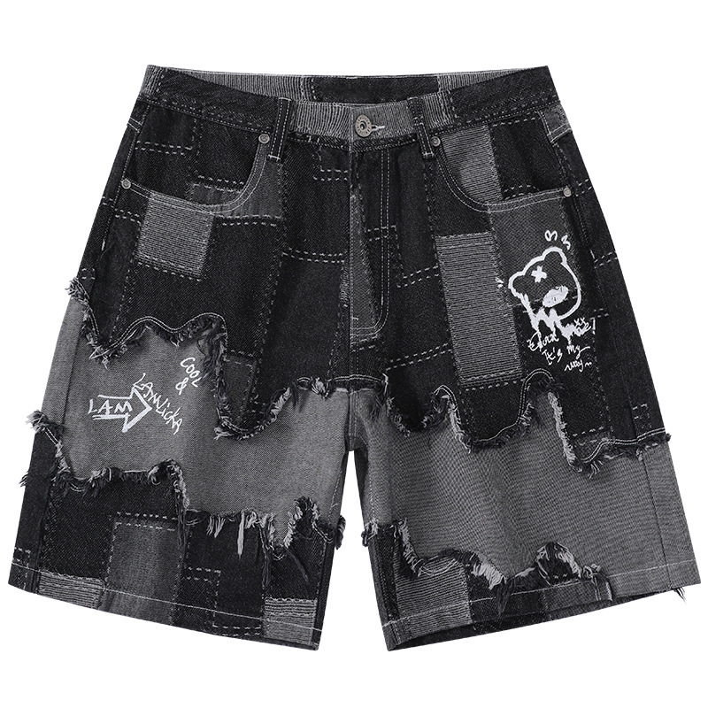 Men' Jeans Fashion Color Blcok Streetwear Washed Denim Shorts Elastic Waist Letter Embroidery For Male Patchwork
Men' Jeans Fashion Color Blcok Streetwear Washed Denim Shorts Elastic Waist Letter Embroidery For Male Patchwork