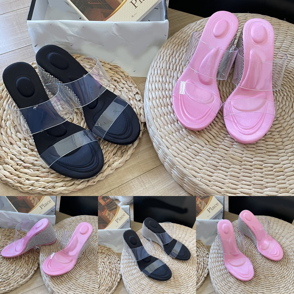 Designer Women Fuchsia Pink Wedges Sandals Slipper Casual Shoes Black Luxury Stunning Open Toe Mule Slide High Heel Party pantoufle transparent Strap Shoe Sandal, Color 3
Designer Women Fuchsia Pink Wedges Sandals Slipper Casual Shoes Black Luxury Stunning Open Toe Mule Slide High Heel Party pantoufle transparent Strap Shoe Sandal, Color 3
