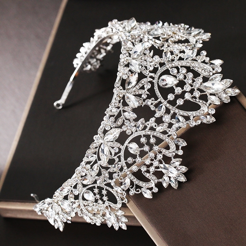 Hair Clips Barrettes European Baroque Sparkling Crystal Big Bridal Tiara Crown Pageant Diadem Couronne De Mariage Wedding Accessories 230619