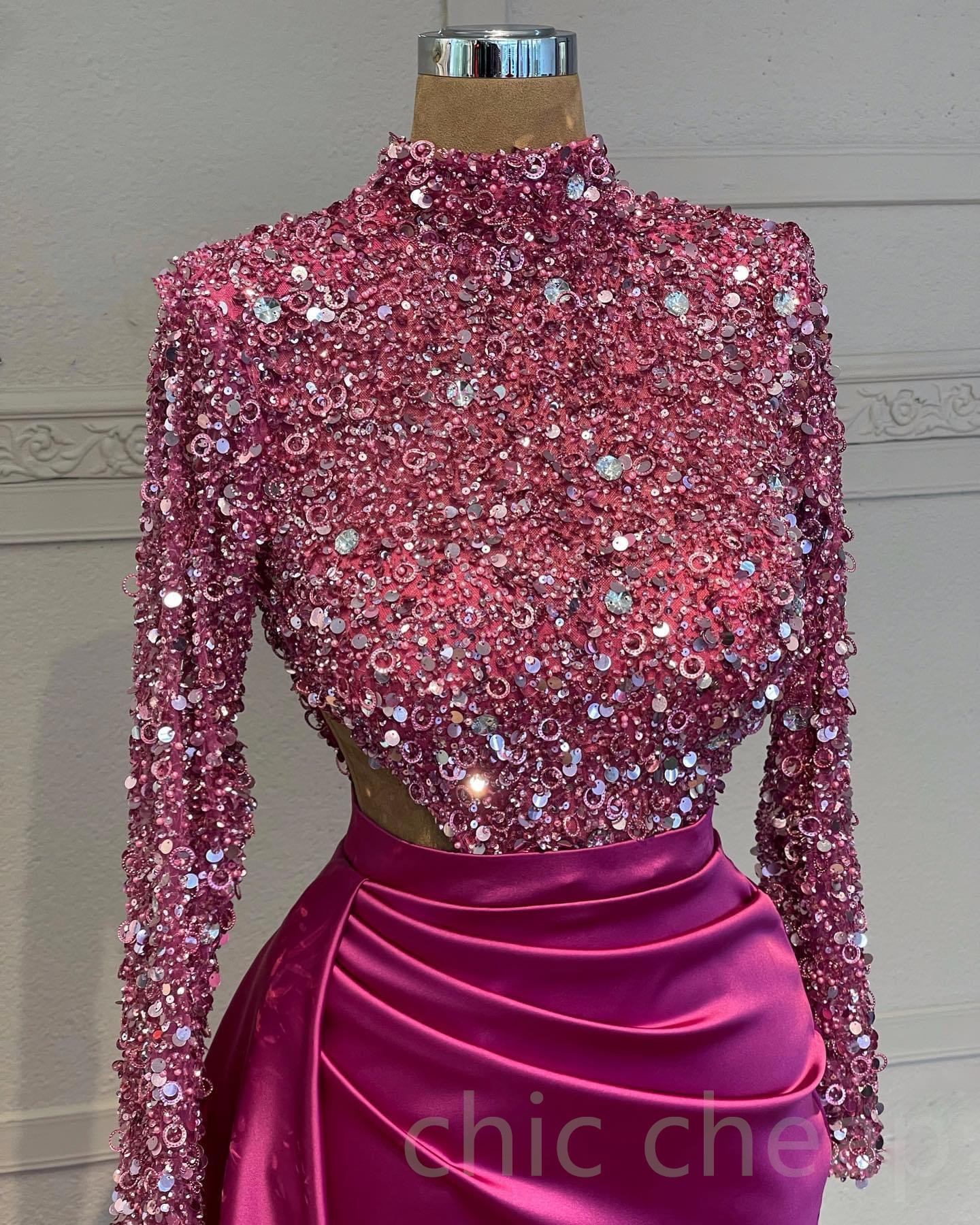 2023 Aso Ebi Fuchsia Mermaid Prom Dress Sequined Lace Evening Formal Party Second Reception Birthday Bridesmaid Engagement Gowns Dresses Robe De Soire
