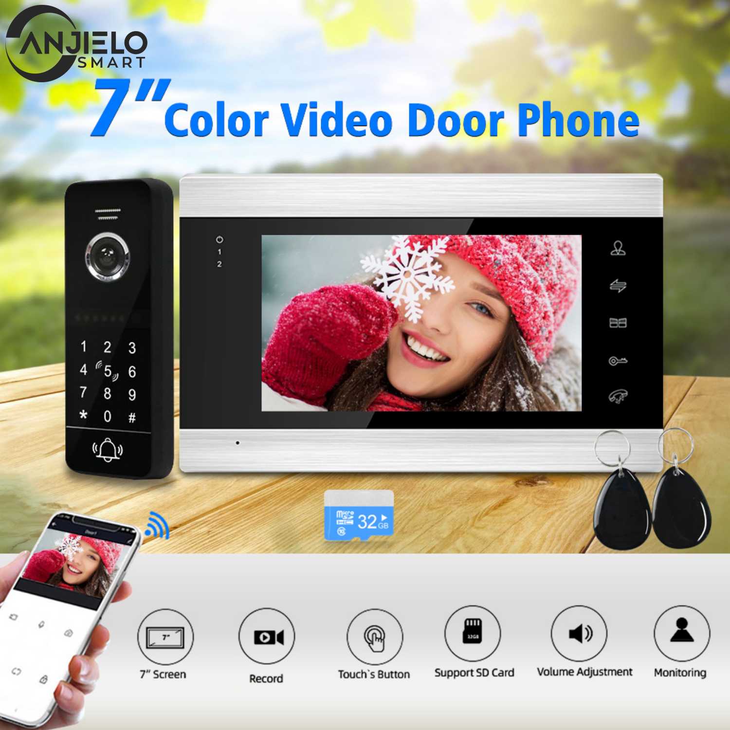 1080P WiFi Wireless Tuya App 7 inch HD Home Video Intercom Phone Doorbell with Motion Detection For Home Villa Home