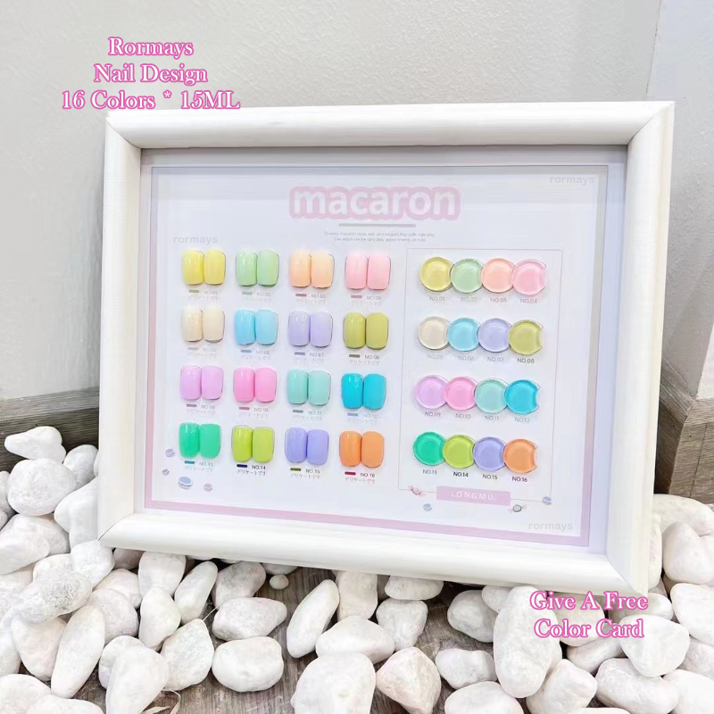 Rormays 16 Color Gel Nail Polish Set 15ML New Fashion Macaron Candy Color Popular Color Semi Permanent Varnish Gel UV LED Immersion Nail Salon Exclusi