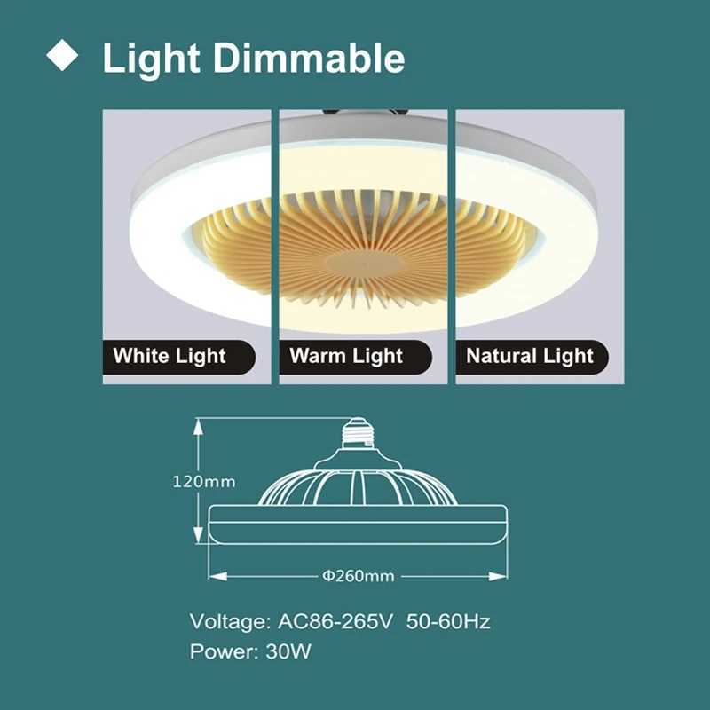 Electric Fans 30W Ceiling with Lighting Lamp Converter Base with Remote Control for Bedroom Living Home R230616