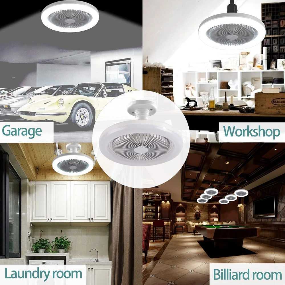 Electric Fans 30W Ceiling with Lighting Lamp Converter Base with Remote Control for Bedroom Living Home R230616