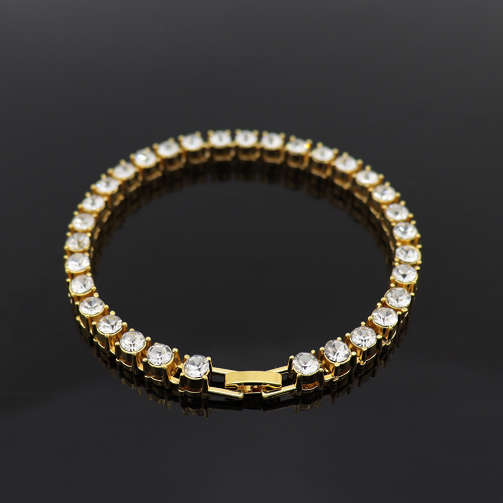 Chic 8-Inch Crystal Pave Tennis Bracelet for Women - Hypoallergenic Simulated Diamonds, Hip Hop Fashion Accessory