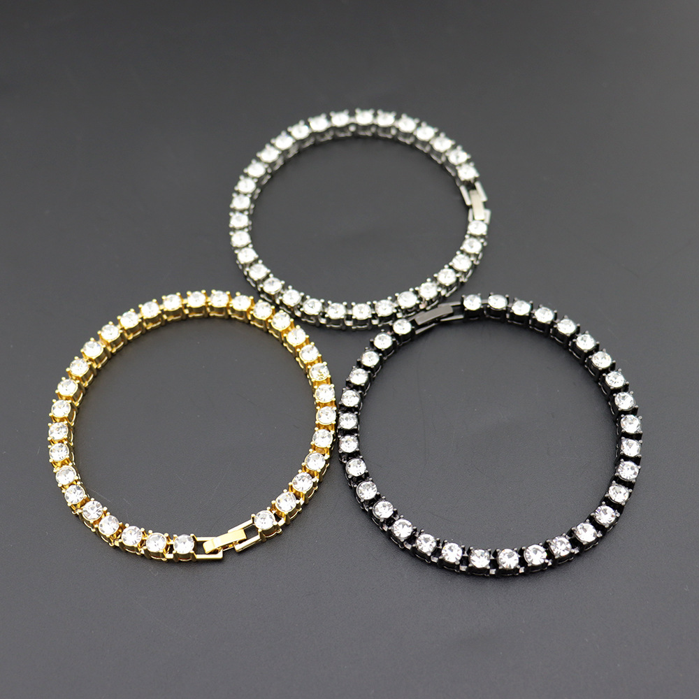 Chic 8-Inch Crystal Pave Tennis Bracelet for Women - Hypoallergenic Simulated Diamonds, Hip Hop Fashion Accessory