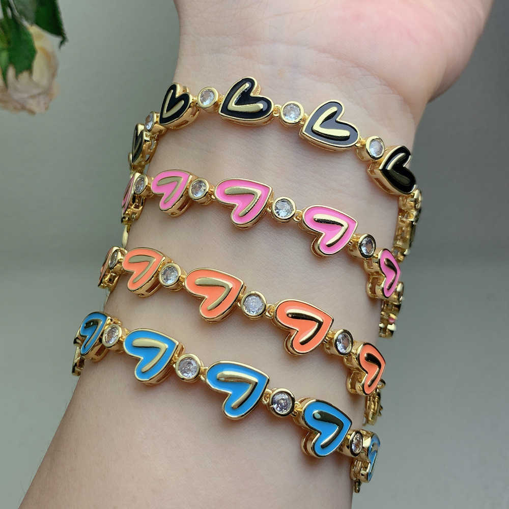 Chain New Zircon Oil Dropping Enamel Love Women's Fashion design Small crowd Bracelet ins Handwear
Chain New Zircon Oil Dropping Enamel Love Women's Fashion design Small crowd Bracelet ins Handwear