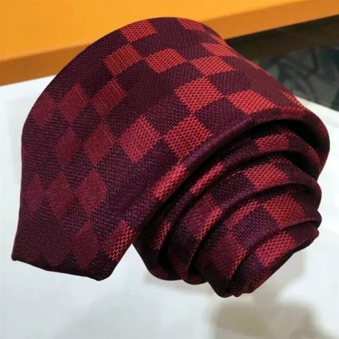 Men's Tie brand Designer Silk Necktie luxury red Jacquard Party Wedding Business Woven fashion plaid Design box suit Tie