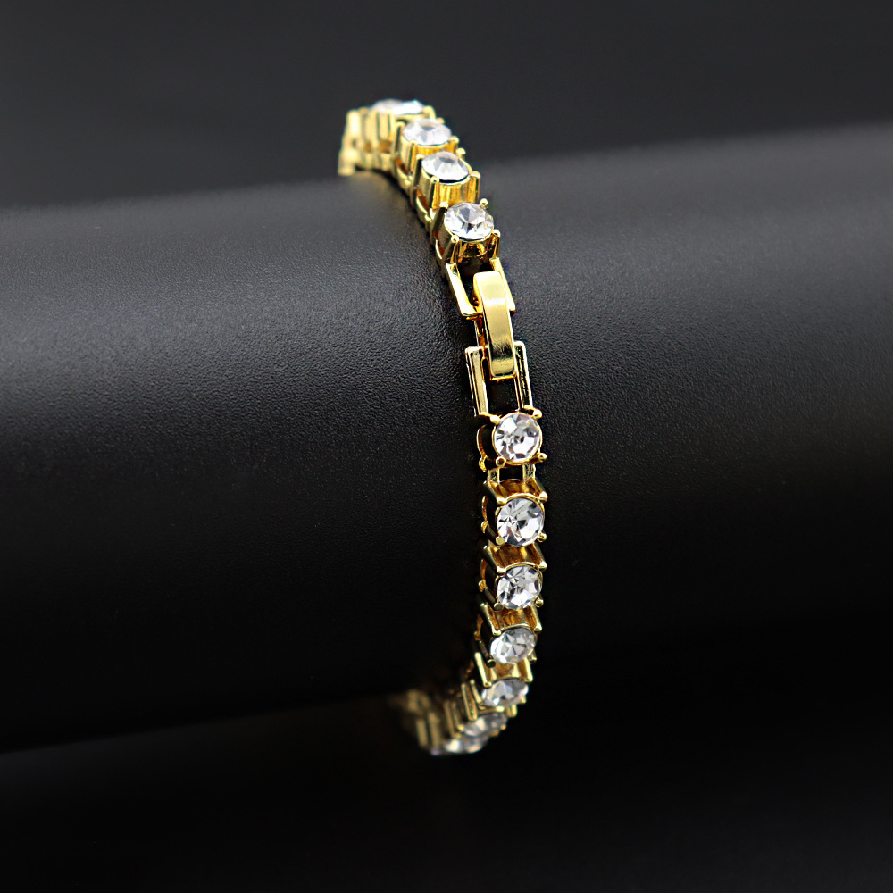 Chic 8-Inch Crystal Pave Tennis Bracelet for Women - Hypoallergenic Simulated Diamonds, Hip Hop Fashion Accessory