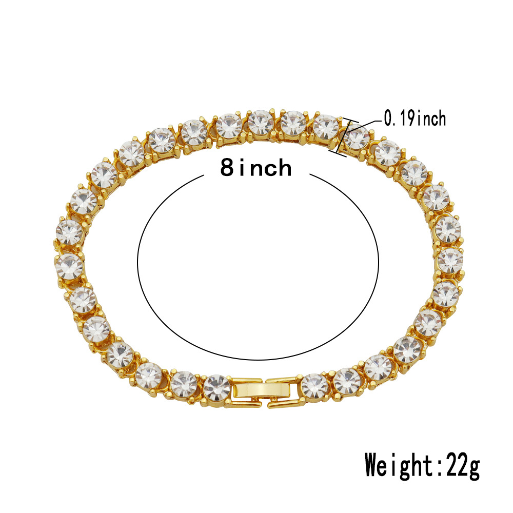 Chic 8-Inch Crystal Pave Tennis Bracelet for Women - Hypoallergenic Simulated Diamonds, Hip Hop Fashion Accessory